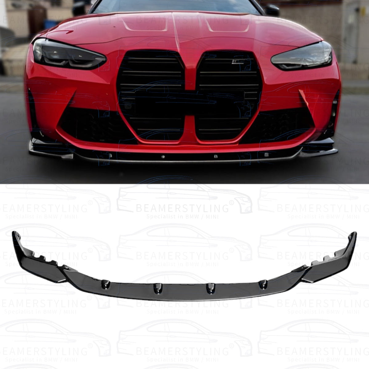 Front lip - BMW G80 / G81 M3, BMW G82 / G83 M4 - Hoogglans zwart | 2021+