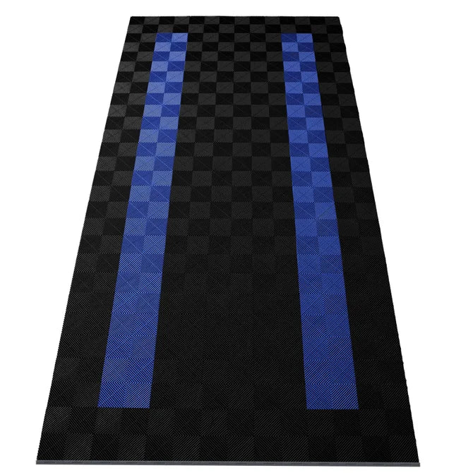 15,68M² Showroom Garagevloer - Blauwe Strepen / Zwart - 280Cmx560Cm