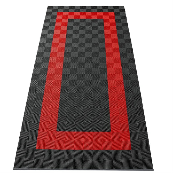 15,68M² Showroom Garagevloer - Grijs/Rood Vierkant - 280Cmx560Cm