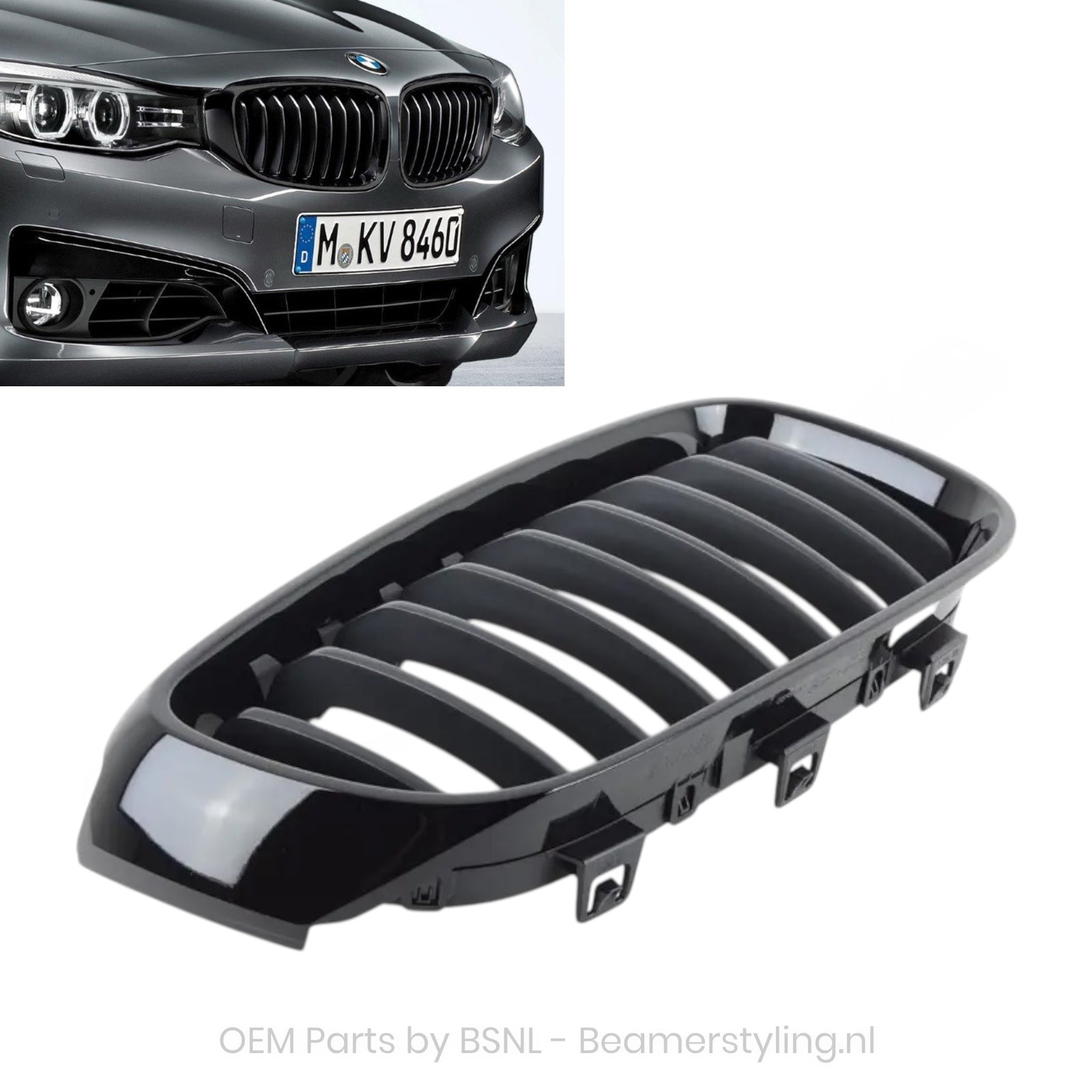 Nieren - BMW 3 Serie F34 Gt - M Performance - Zwart - Rechts - 51712410146 | Origineel BMW