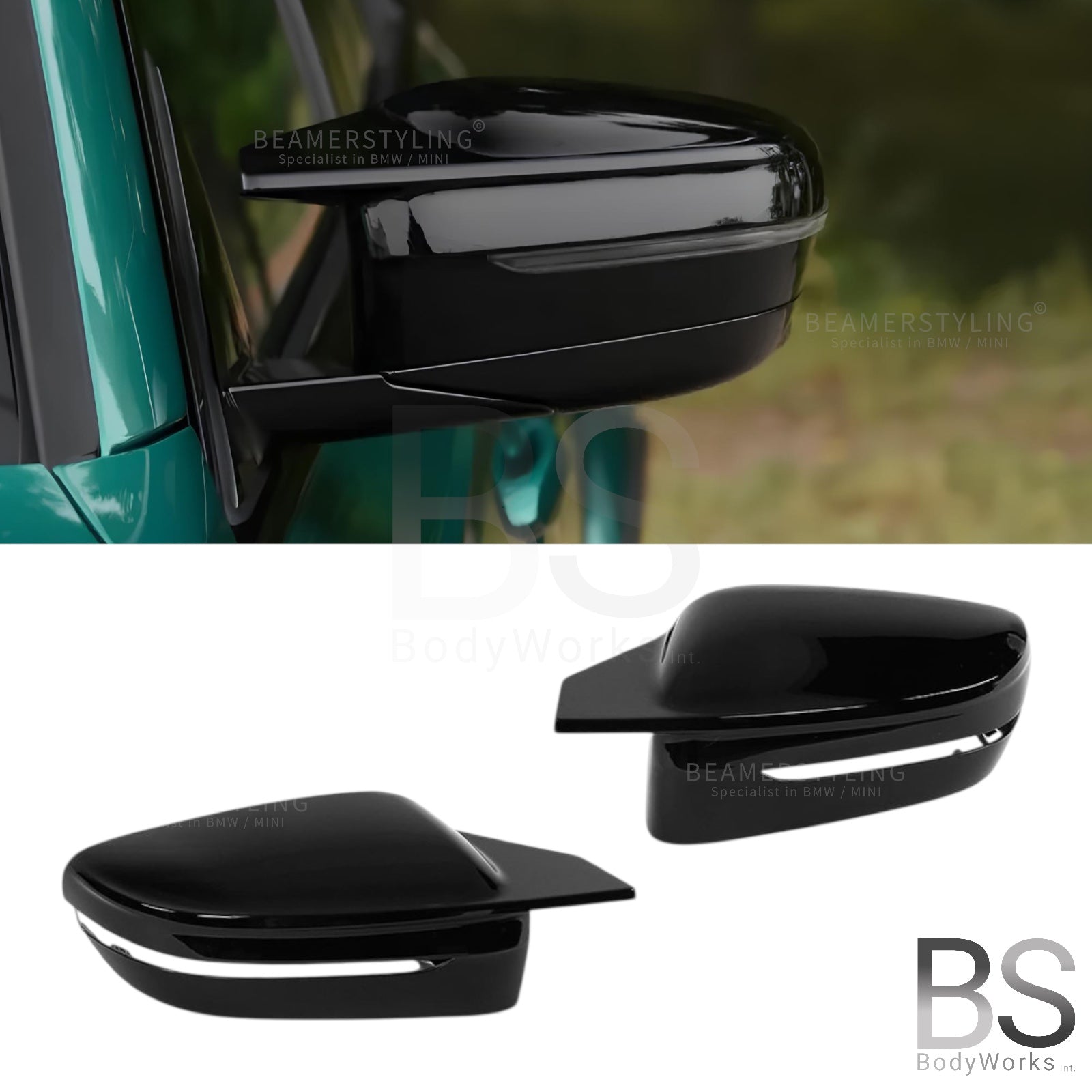 Spiegelkappen - BMW G42 / G20 / G22 / G30 / G32 / G11 / G14 - M Look V2 - Hoogglans Zwart