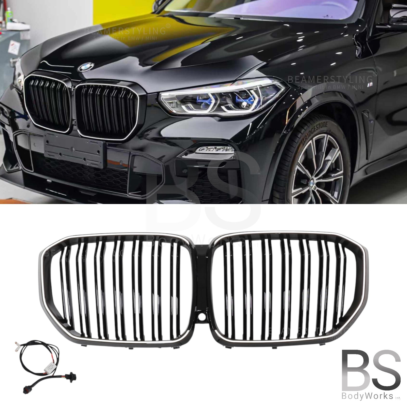 Nieren - BMW X5 G05 - LED - M Look - Hoogglans Zwart | 2018-03/2023