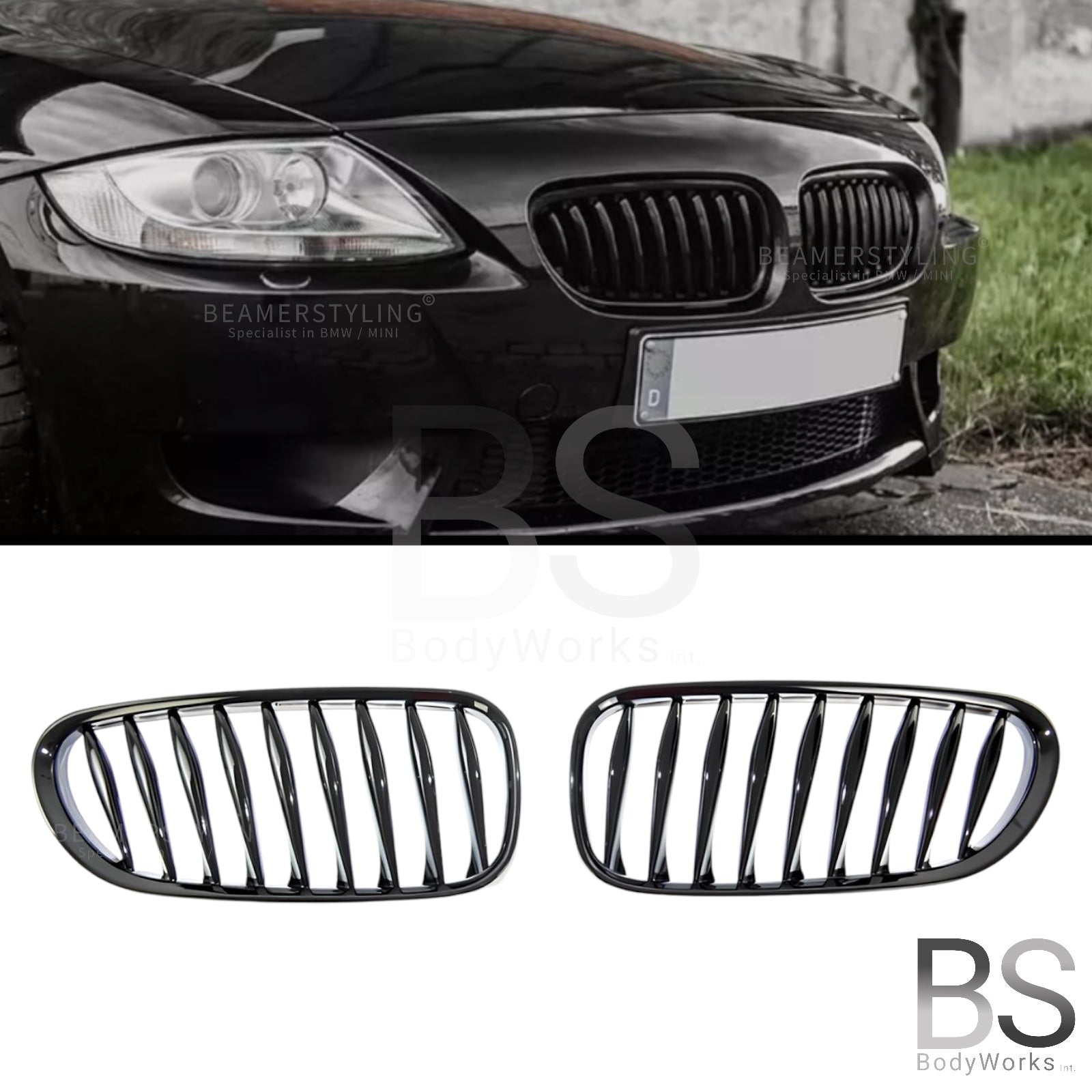 Nieren - BMW Z4 E85 / E86 - Hoogglans Zwart | 2003-2009