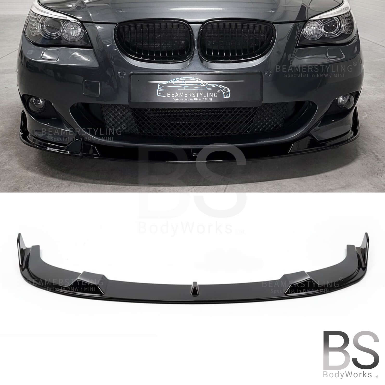 Front Lip - BMW 5 Serie E60 / E61 - Hamann Look V2 - Hoogglans Zwart | 03-10
