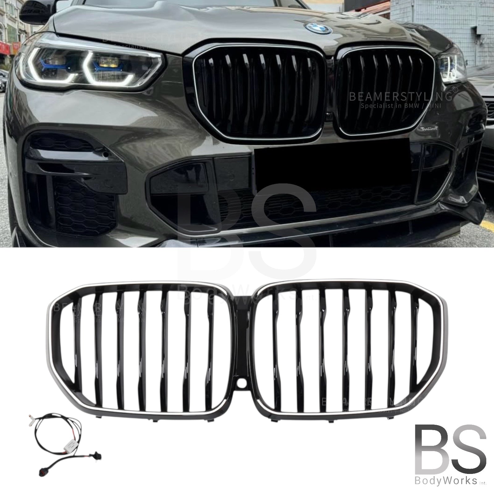 Nieren - BMW X5 G05 - LED - Mp Look - Hoogglans Zwart | 2018-03/2023