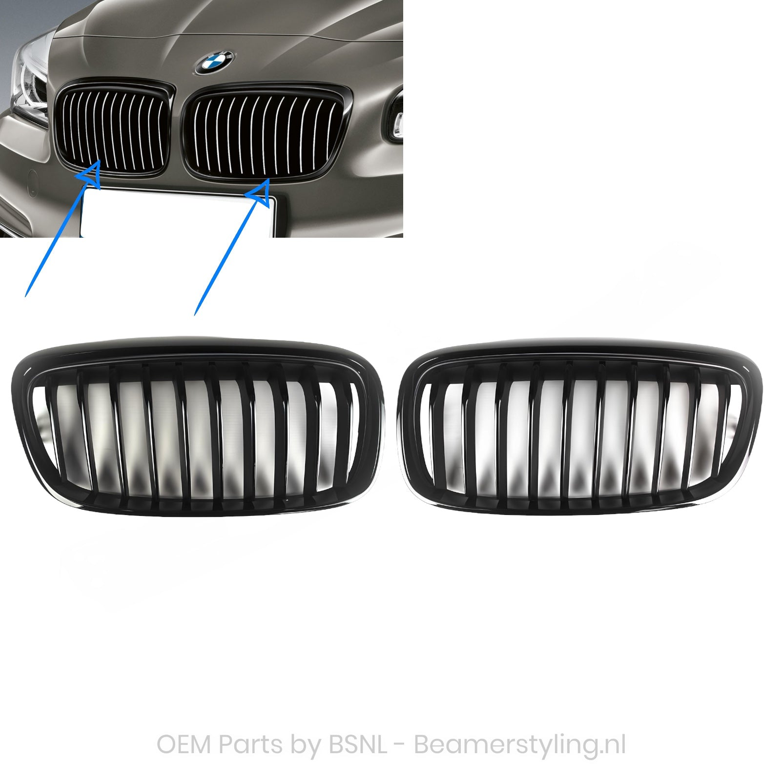 Nieren - BMW 2 Serie F45 / F46 - M Performance - Hoogglans Zwart | Origineel BMW