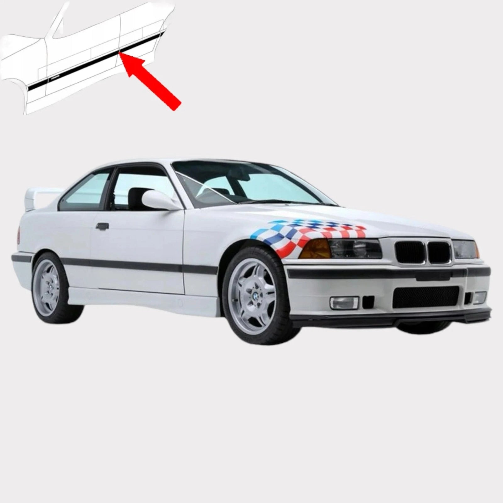 Deurlijsten - BMW E36 Coupé/Cabrio - M3 look - Inclusief emblemen | 90-99