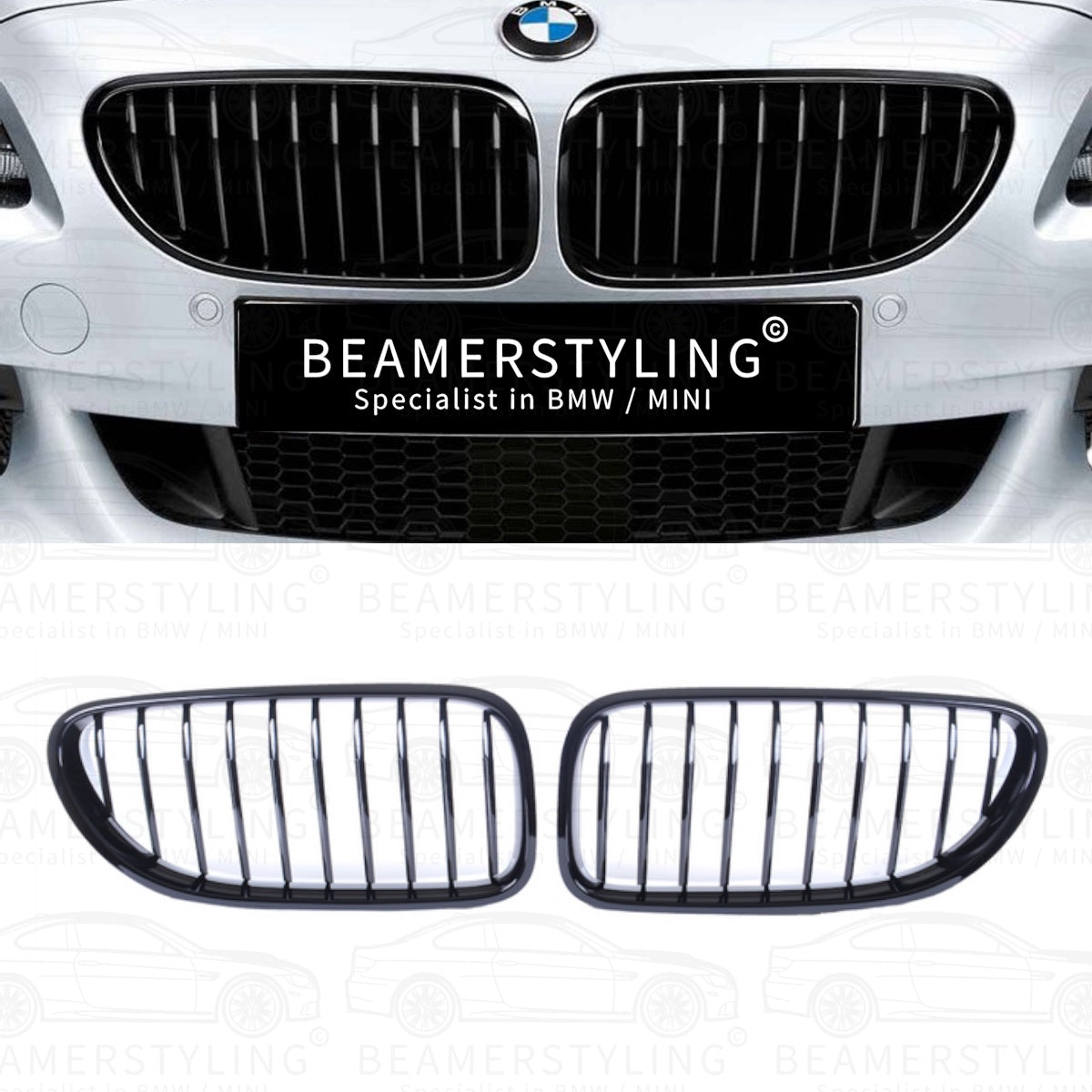 Nieren - BMW F12 / F13 / F06 - Hoogglans Zwart | 11-18