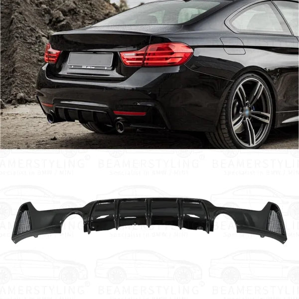 Diffuser - BMW F32 / F33 / F36 - M Performance Look - 435i/440i - Hoogglans Zwart | 13-21