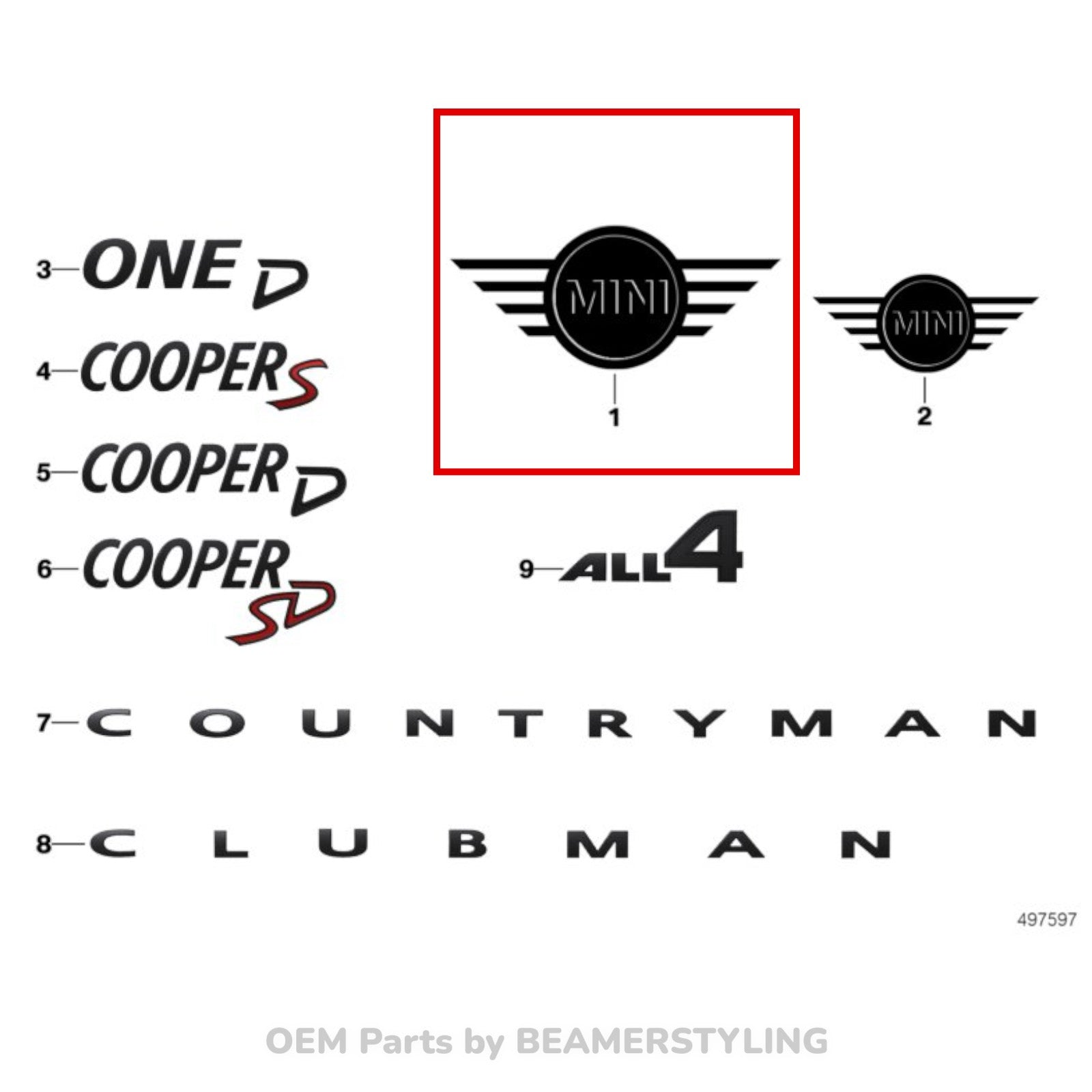 Motorkap Embleem - Mini F60 Countryman - Piano Black | 2017-10/2023