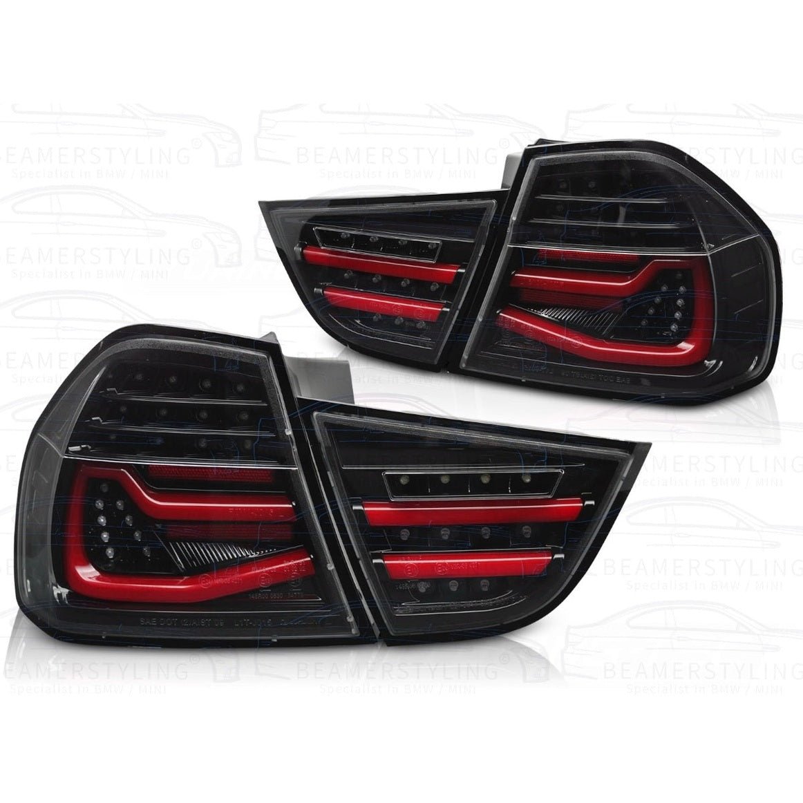 Achterlichten Set - BMW 3 Serie E90 Sedan - LED Bar - Zwart | 2009 - 2012 - Beamerstyling.nl