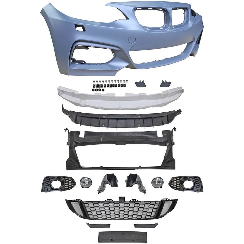 BMW 2 Serie Voorbumper M Sport Look Inclusief Mistlampen F22 En F23 — Zonder Parkeersensoren Voorbereiding - Beamerstyling.nl