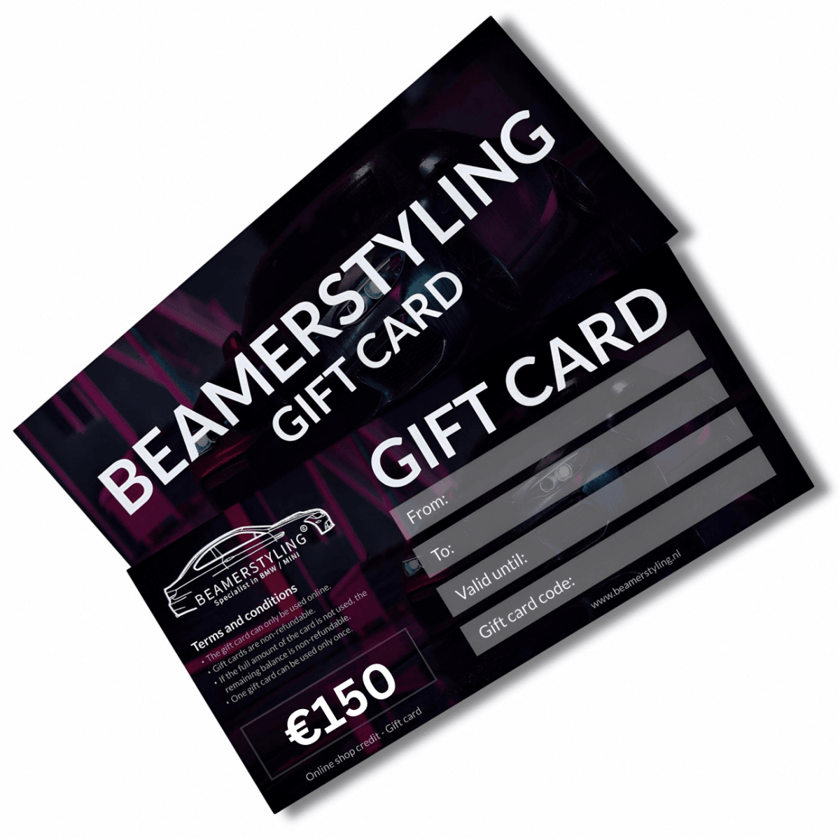 Fysieke Cadeaubon - €150 Winkeltegoed | Beamerstyling - Beamerstyling.nl