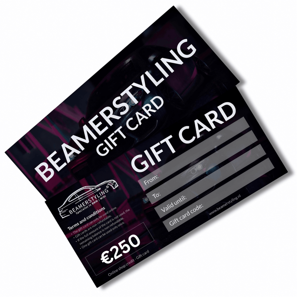 Fysieke Cadeaubon - €250 Winkeltegoed | Beamerstyling - Beamerstyling.nl