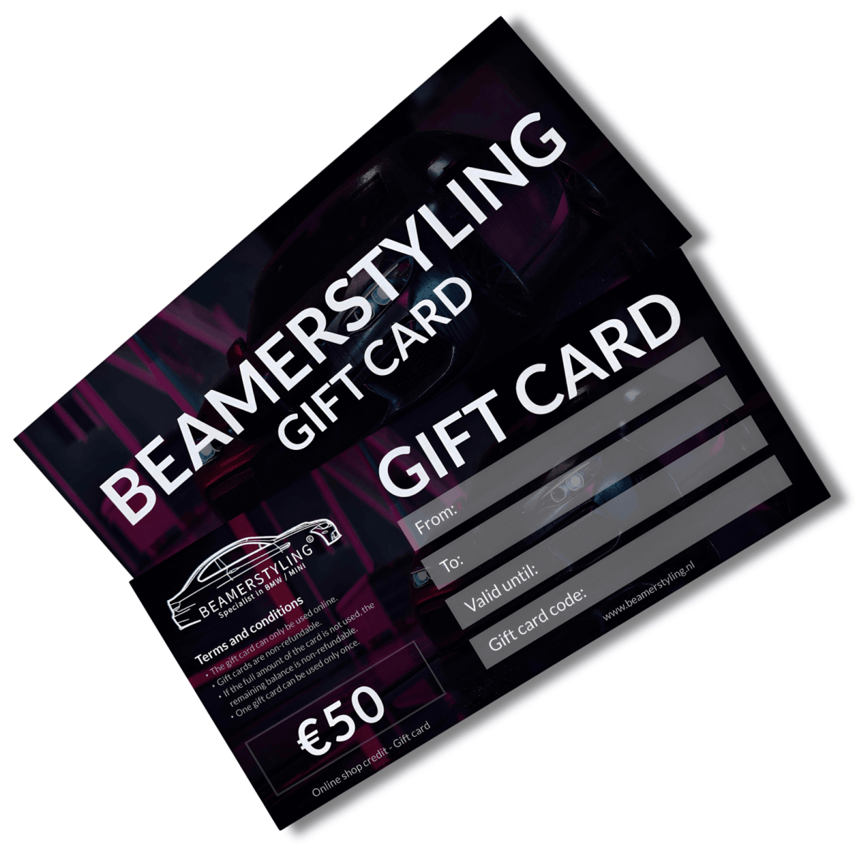 Fysieke Cadeaubon - €50 Winkeltegoed | Beamerstyling - Beamerstyling.nl