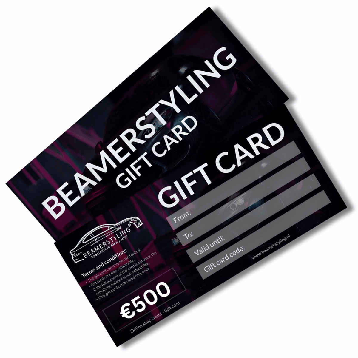 Fysieke Cadeaubon - €500 Winkeltegoed | Beamerstyling - Beamerstyling.nl