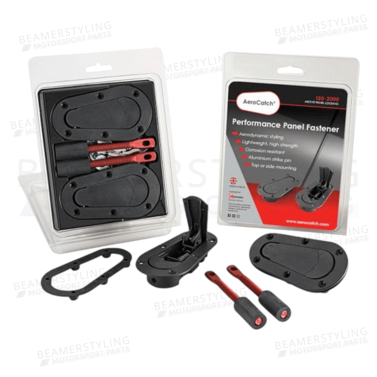 Hood Pins - AeroCatch® 120 - 2000 - Above Panel - Zonder slot | ABS/Aluminium - Beamerstyling.nl