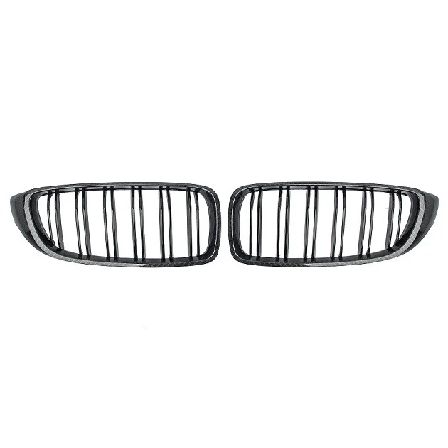 Nieren - BMW F32 / F33 / F36 - Zwart / Carbon - Dubbele Spijlen