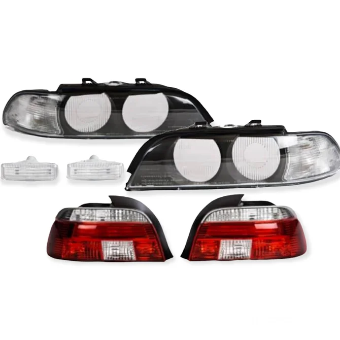 Verlichting Set Achterlichten + Beglazing + Zij-Knippers Facelift Look BMW 5 Serie E39