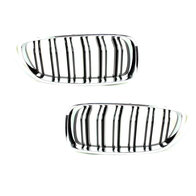 Nieren - BMW F32 / F33 / F36 - Chroom / Zwart - Dubbele Spijlen