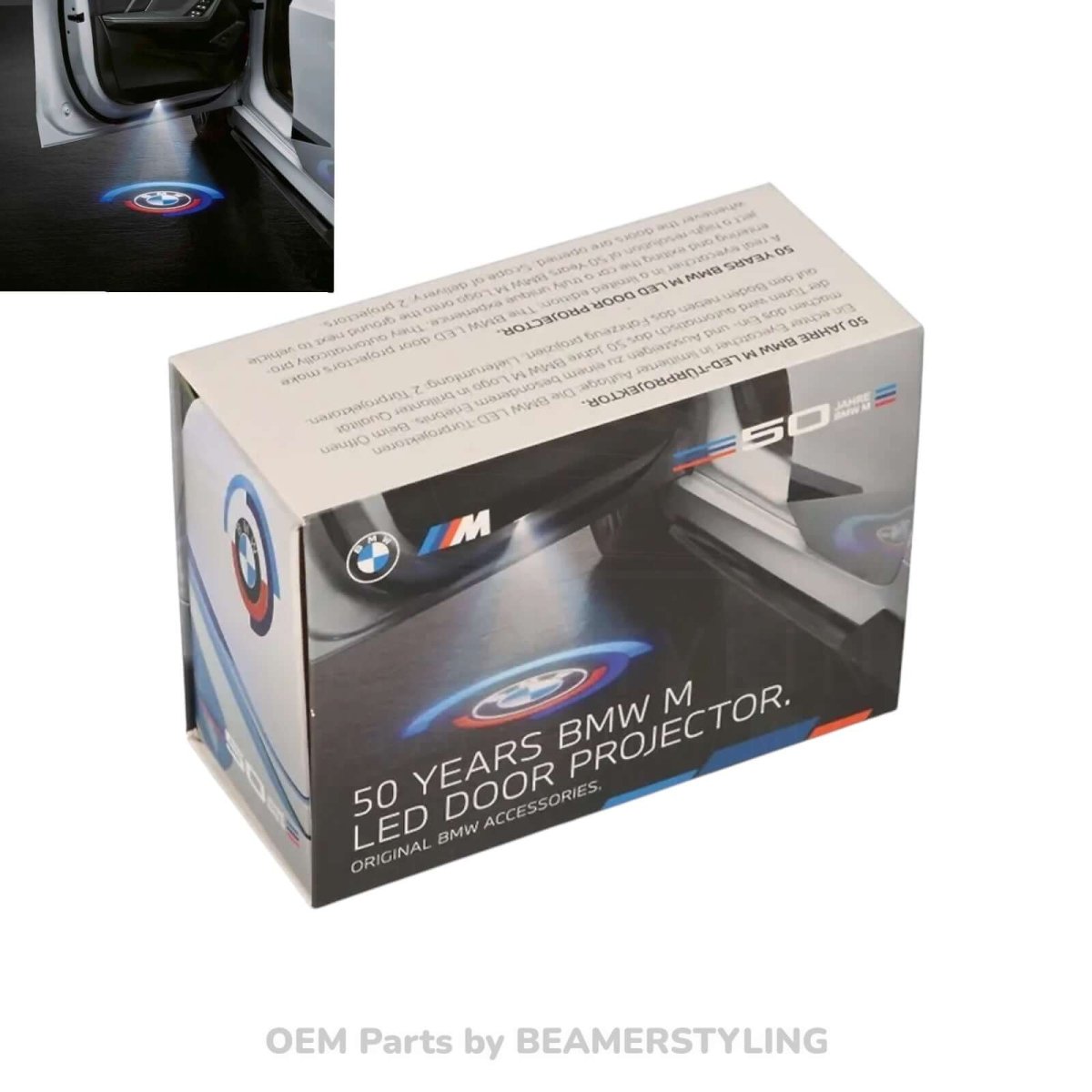LED Deurprojectoren - BMW 50 Jahre M Logo - Lange Versie - 68Mm - Origineel BMW | 63315A64Ce6 - Beamerstyling.nl
