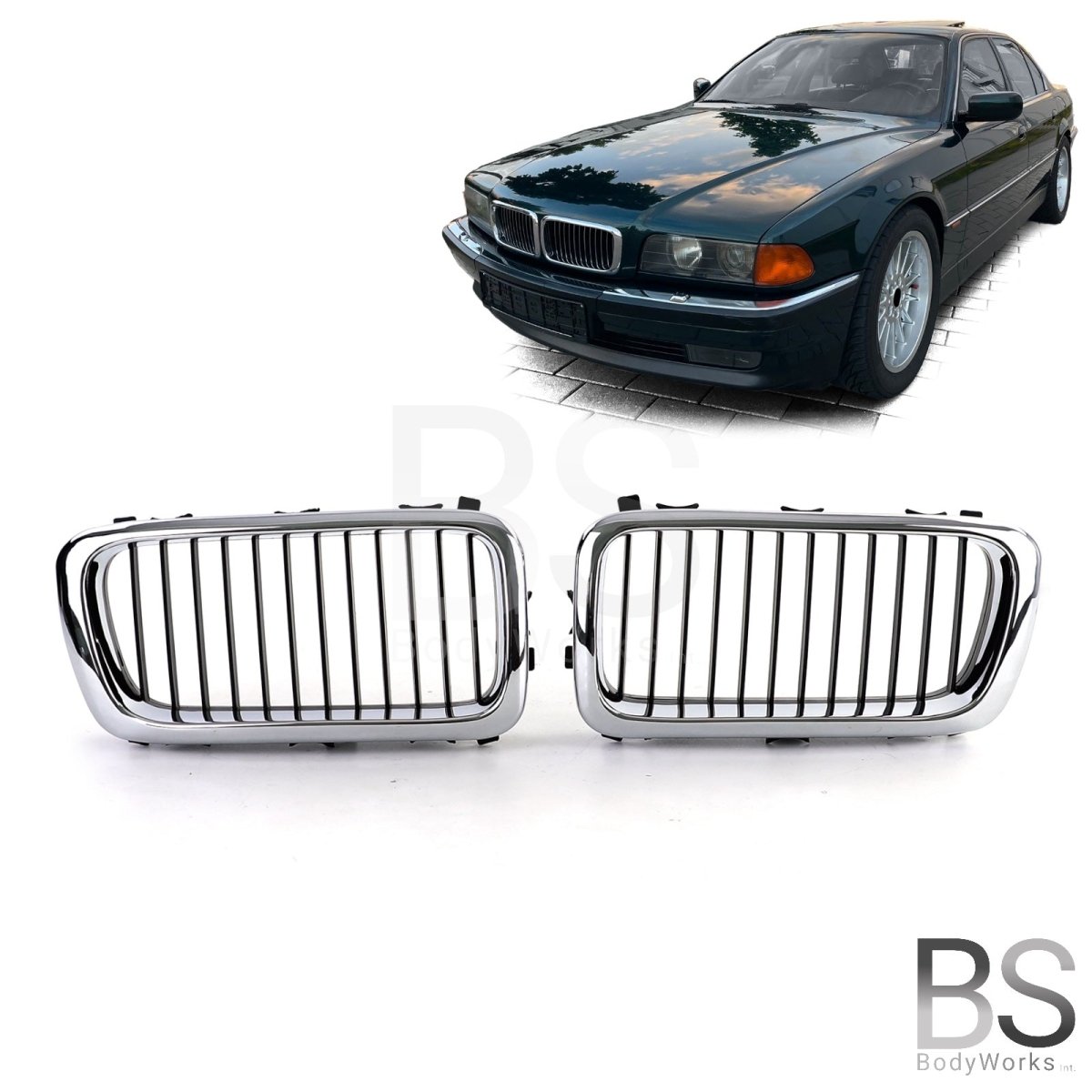 Nieren - BMW 7 Serie E38 - Chroom/Zwart | 1994 - 2002 - Beamerstyling.nl