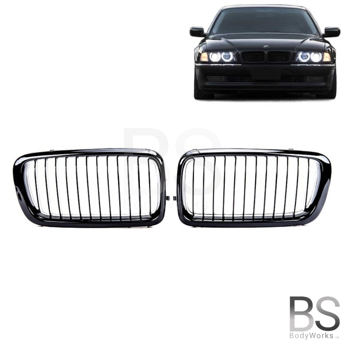 Nieren - BMW 7 Serie E38 - Hoogglans Zwart | 1994 - 2002 - Beamerstyling.nl