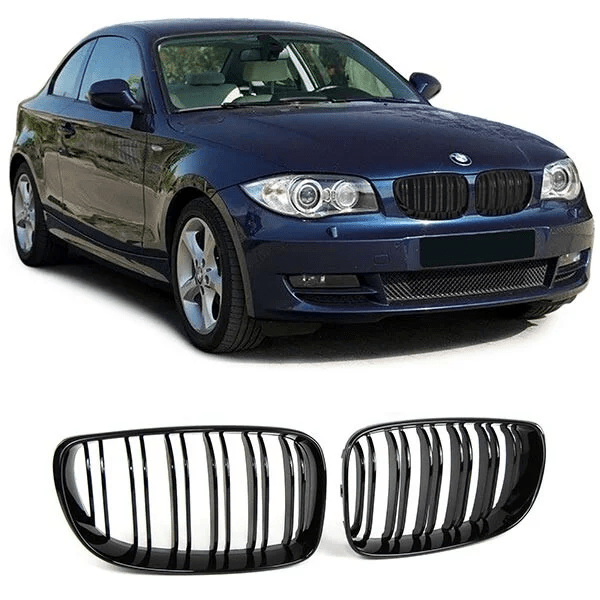 Nieren - BMW E81 / E82 / E88 / E87 LCI - M Look - Hoogglans Zwart | 07-12 - Beamerstyling.nl