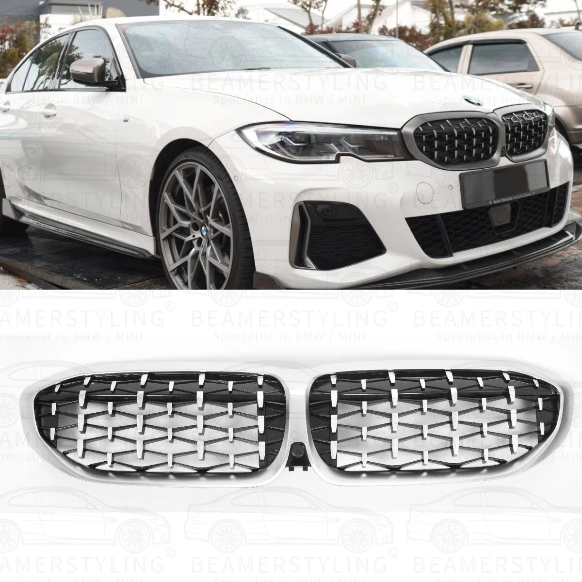 Nieren - BMW G20 / G21 - Diamond - Chroom / Zwart | 2019 - 2022 - Beamerstyling.nl