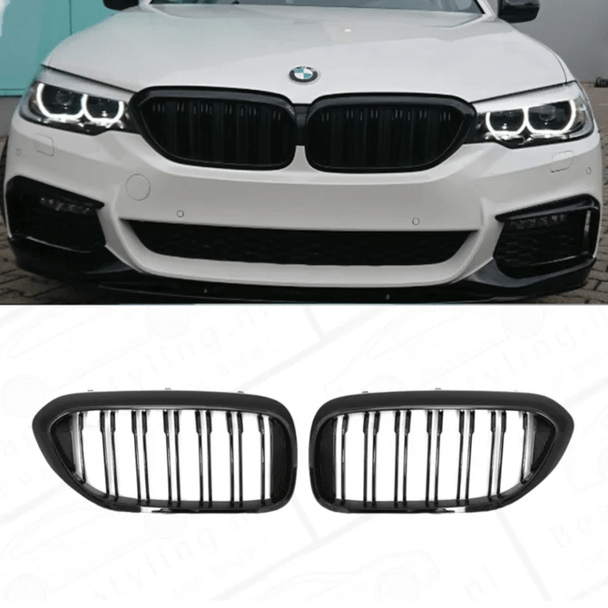 Nieren - BMW G30 / G31 - Hoogglans Zwart - Dubbelspijls | 17-20 - Beamerstyling.nl