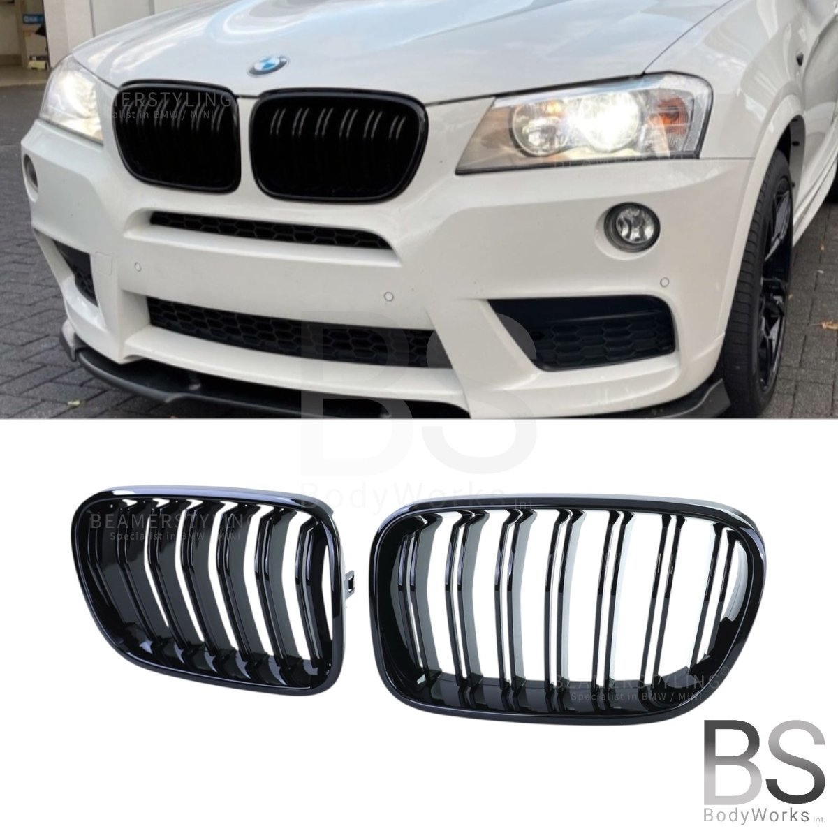 Nieren - BMW X3 F25 - M Look - Hoogglans Zwart | 2010 - 2014 - Beamerstyling.nl