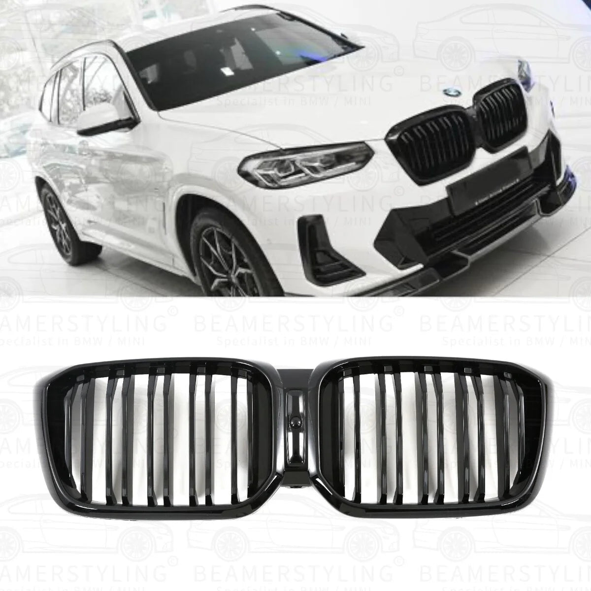 Nieren - BMW X3 G01 LCI / X4 G02 LCI - M Look - Hoogglans Zwart | 2021 - Beamerstyling.nl