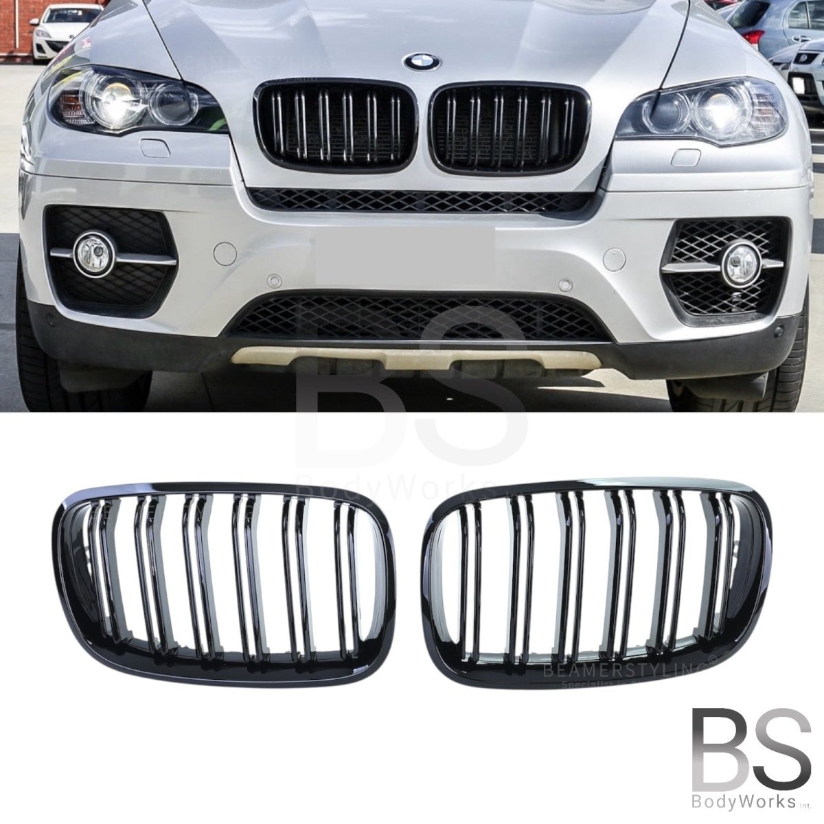 Nieren - BMW X5 E70 / X6 E71 - M Look - Hoogglans Zwart | 2006 - 2014 - Beamerstyling.nl