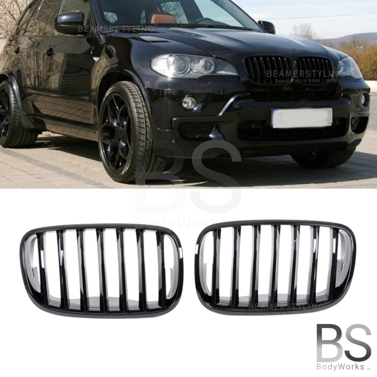 Nieren - BMW X5 E70 / X6 E71 - Mp Look - Hoogglans Zwart | 2006 - 2014 - Beamerstyling.nl