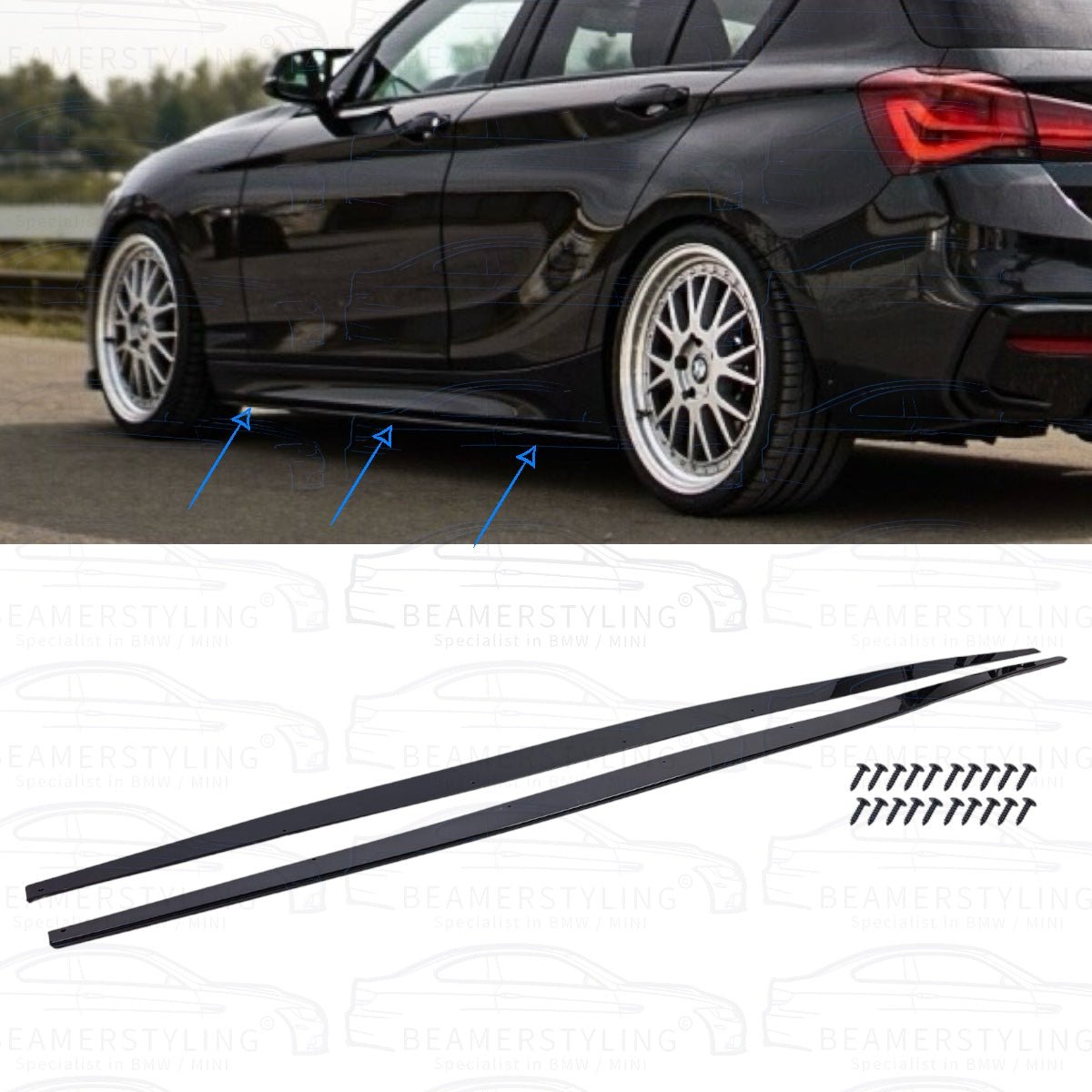 Side Skirt Extensions - BMW F20 / F21 - Hoogglans Zwart | 11 - 19 - Beamerstyling.nl