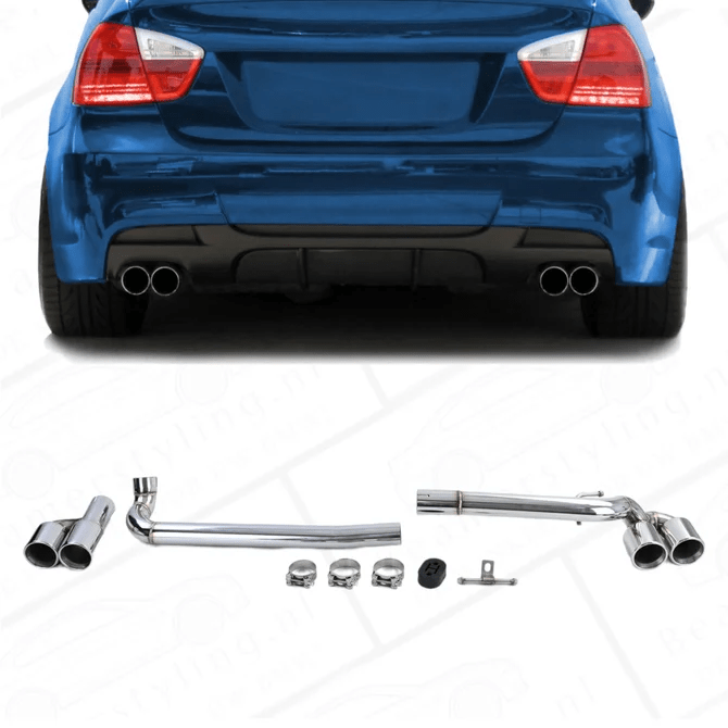 Uitlaat Conversie Kit - BMW E90 / E91 - 323, 325, 328, 330 - Ombouw 4 Uitlaten | Rvs - Beamerstyling.nl