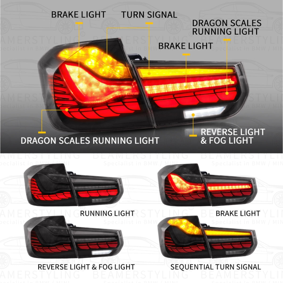OLED Achterlichten - BMW F30 & F80 - Gts Design - Smoke | 2011-2019