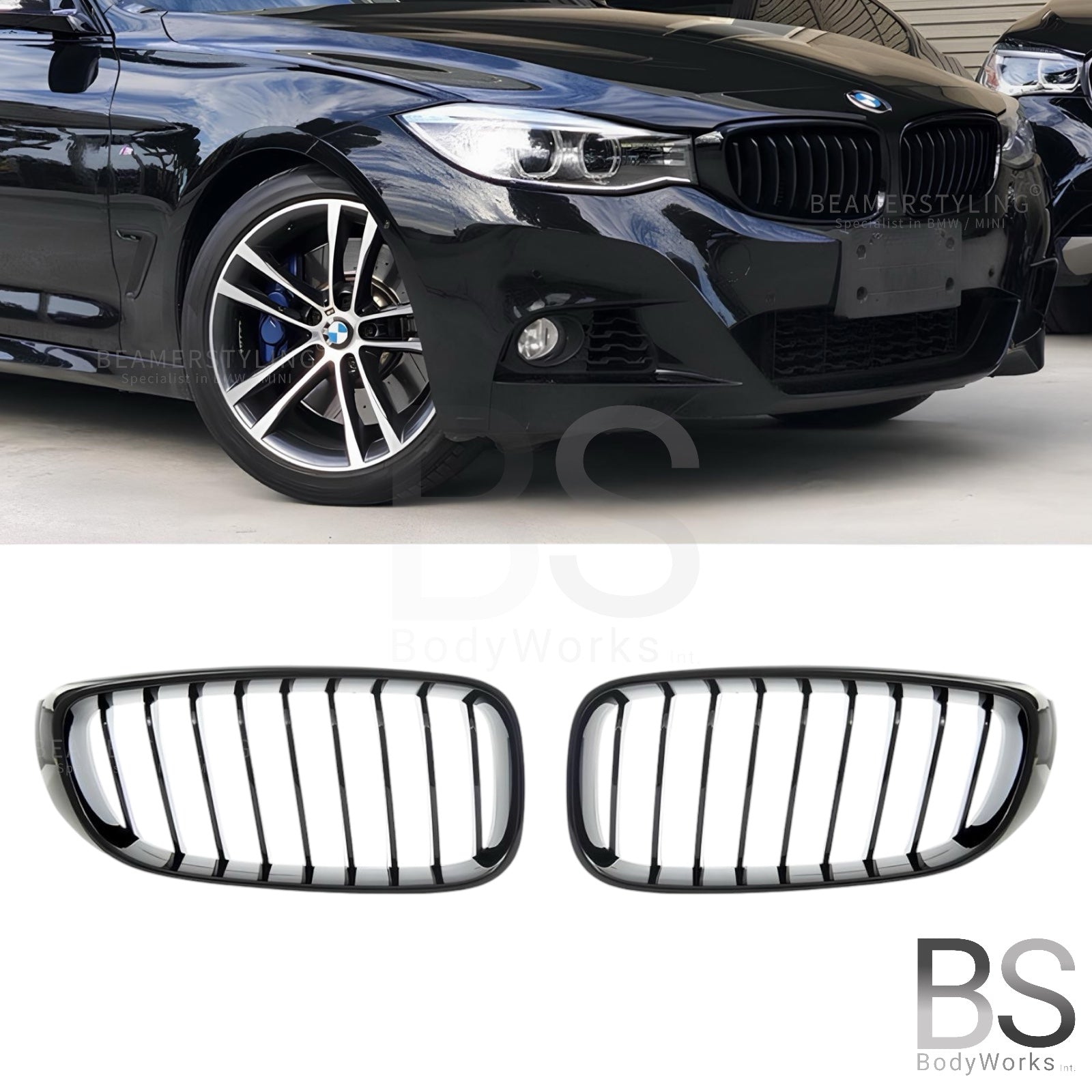 Nieren - BMW 3 Serie F34 Gran Turismo - Hoogglans Zwart | 13-19