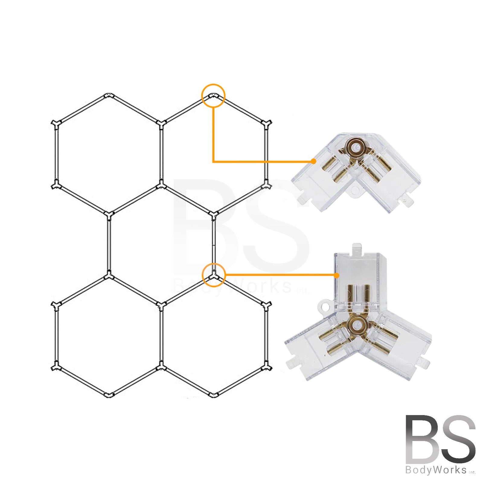 LED Hexagon Showroom Verlichting - 14 Velden | 2,44 X 4,85 M