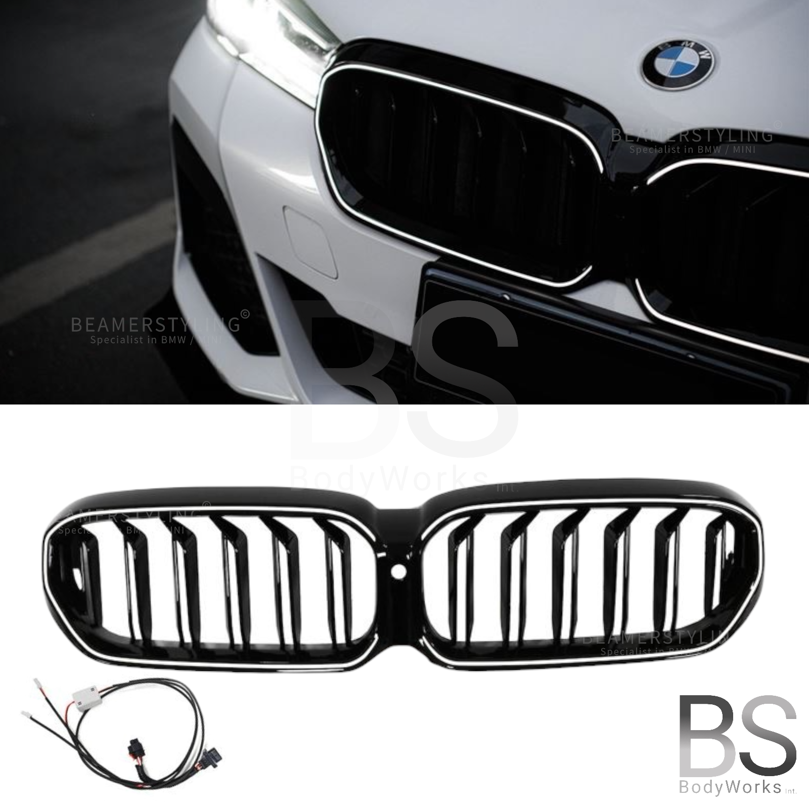 Nieren - BMW G30LCI / G31LCI - LED - M look - Hoogglans zwart - Compleet | 20-23