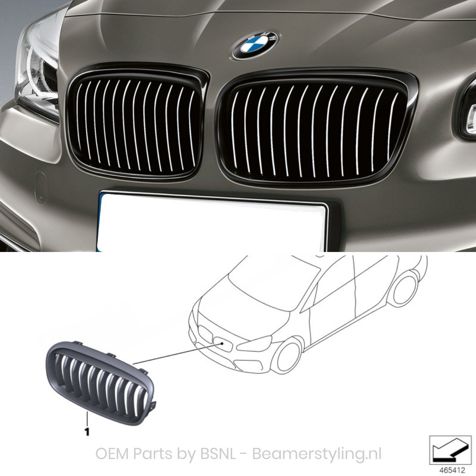 Nieren - BMW 2 Serie F45 / F46 - M Performance - Hoogglans Zwart | Origineel BMW