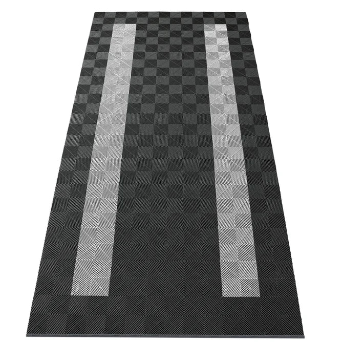 15,68M² Showroom Garagevloer - Witte Strepen / Grijs - 280Cmx560Cm