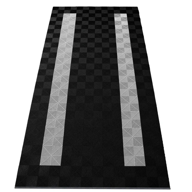 15,68M² Showroom Garagevloer - Witte Strepen / Zwart - 280Cmx560Cm