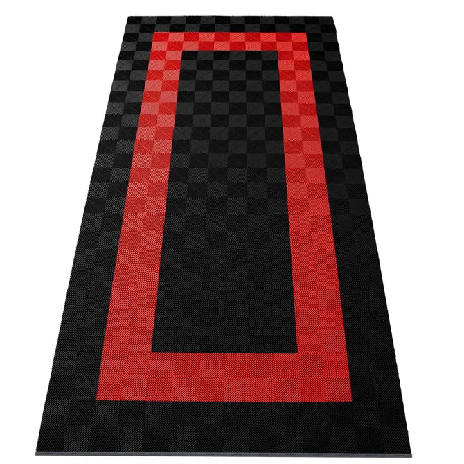 15,68M² Showroom Garagevloer - Zwart/Rood Vierkant - 280Cmx560Cm