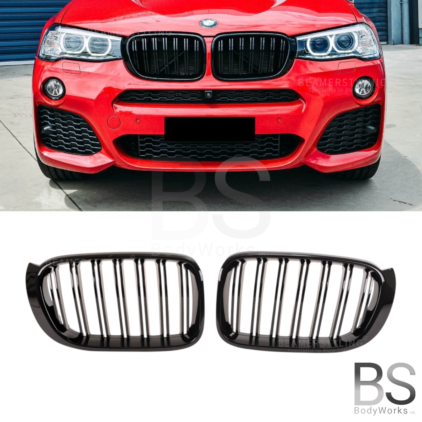 Nieren - BMW X4 F26 / X3 F25LCI - M Look - Hoogglans Zwart | 2014-2018