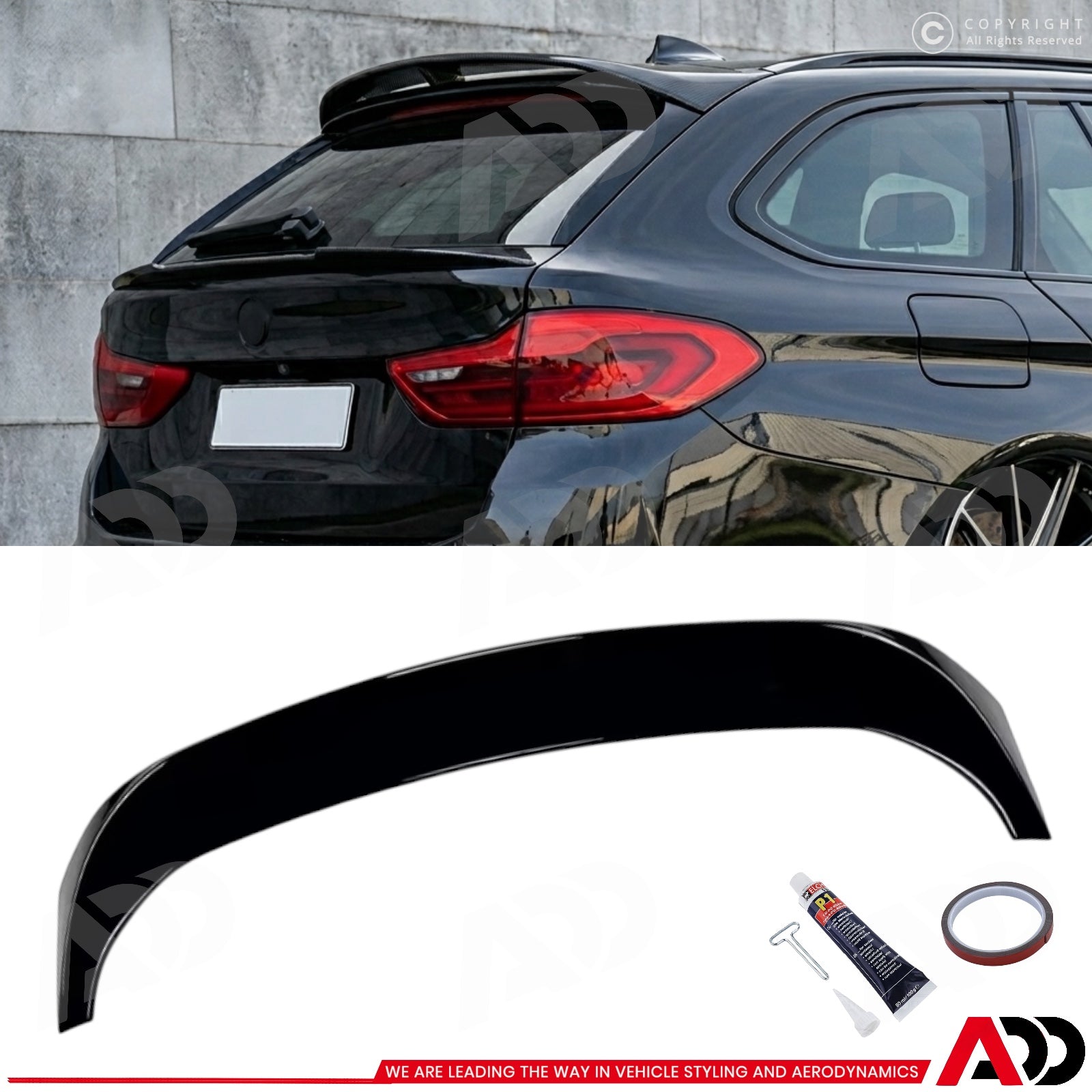 Dakspoiler - BMW 5 Serie G31 Touring - M Performance look - Hoogglans Zwart | 2017-2024