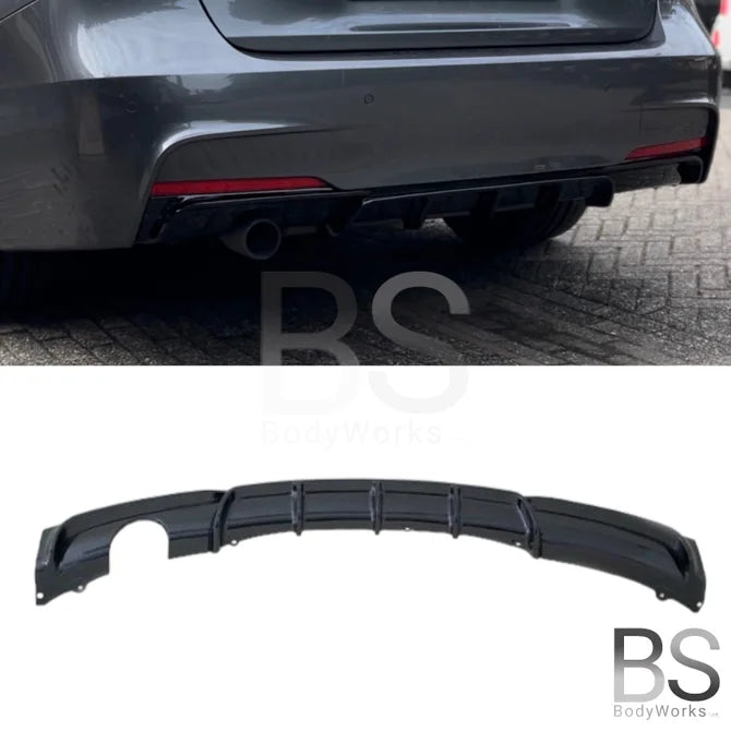 Diffuser - BMW F30 / F31 - M Performance Look - Hoogglans Zwart - 1 Uitlaat Links