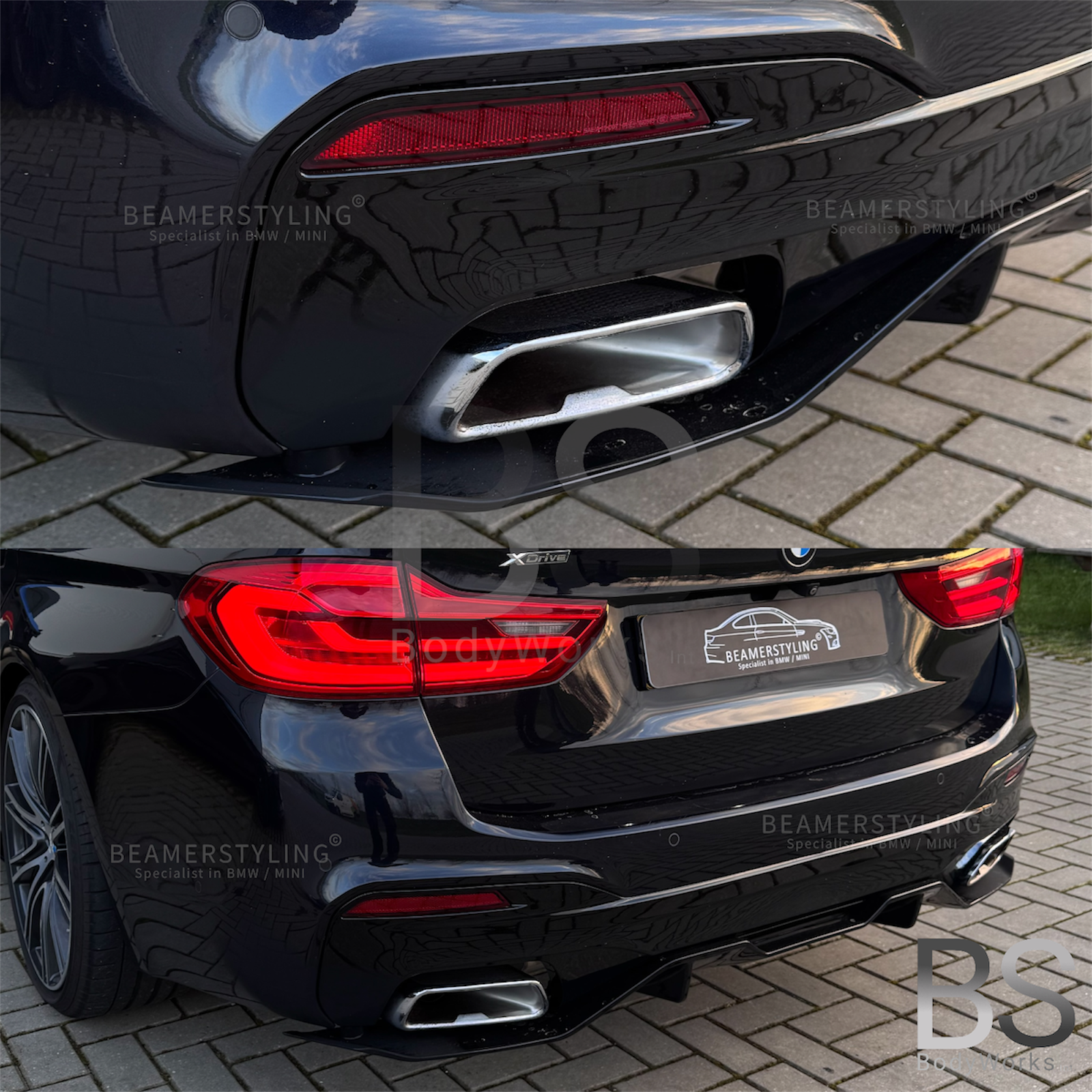 Diffuser - BMW G30 / G31 - M Performance Look - Voor 550i - Hoogglans Zwart | 17-23