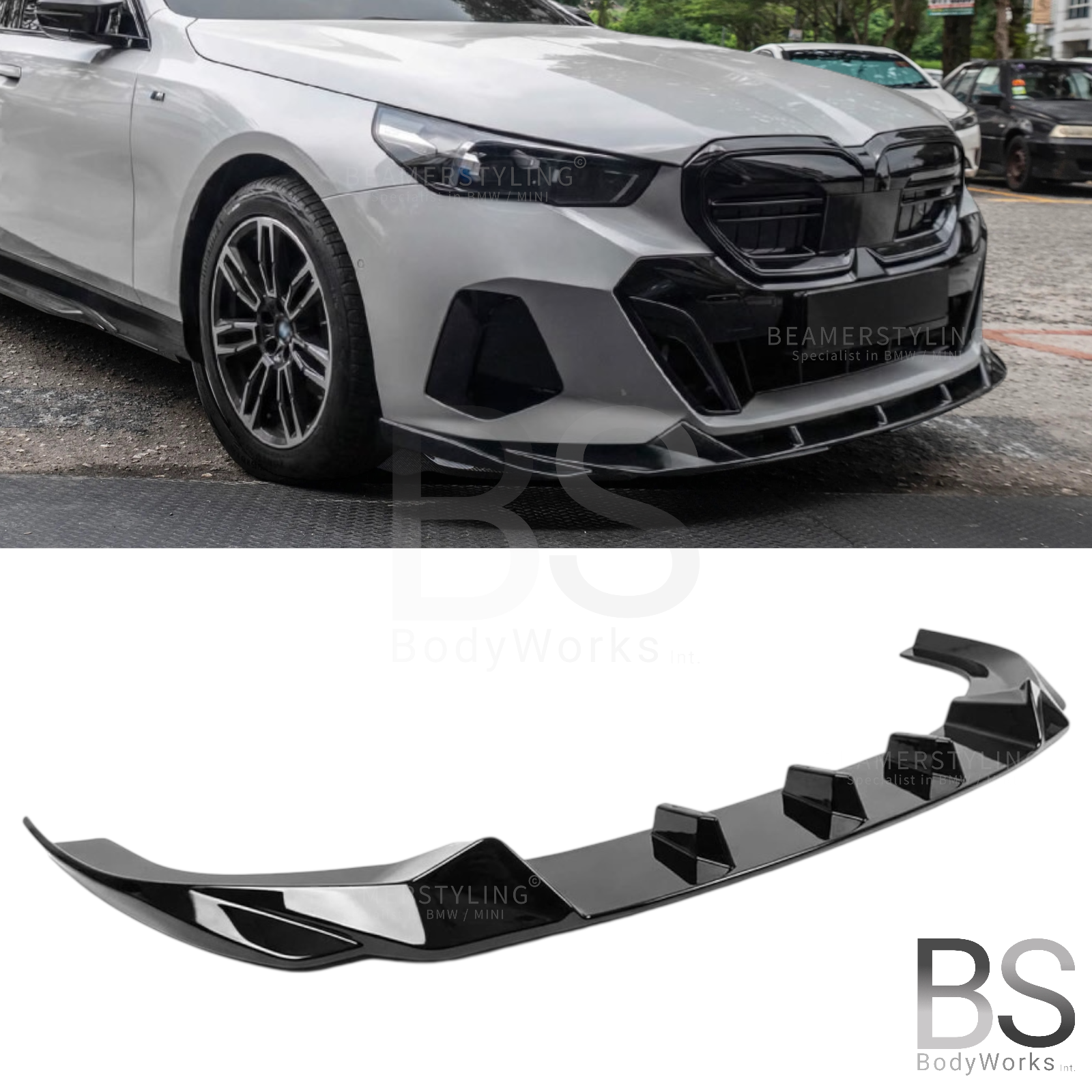 Front lip - BMW 5 Serie G60 / G61 - HR Pro look - Hoogglans Zwart | 2023+