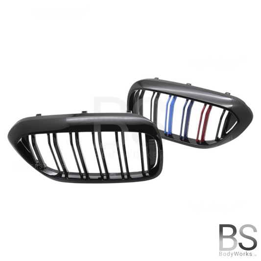 Nieren - BMW G30 / G31 - M look - M Kleuren - Hoogglans Zwart | 2017-2020